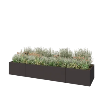 Steel planter XXL - Rectangle - 400 x 100 x 60 cm - RAL7016 matt (anthracite grey) - Without bottom plate