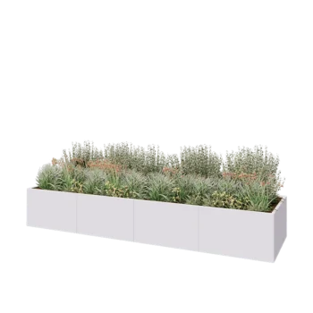Steel planter XXL - Rectangle - 400 x 100 x 60 cm - RAL9005 matt (white) - With bottom plate