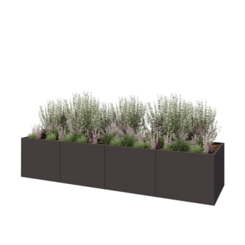 Steel planter XXL - Rectangle - 400 x 100 x 80 cm - RAL7016 matt (anthracite grey) - Without bottom plate
