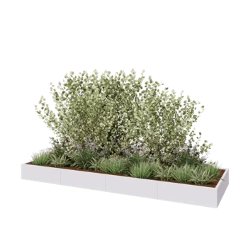 Steel planter XXL - Rectangle - 400 x 120 x 30 cm - RAL9005 matt (white) - With bottom plate