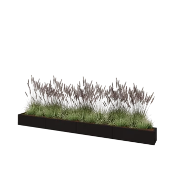 Steel planter XXL - Rectangle - 400 x 30 x 30 cm - RAL9005 matt (black) - With bottom plate