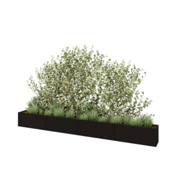 Steel planter XXL - Rectangle - 400 x 30 x 40 cm - RAL9005 matt (black) - Without bottom plate