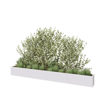 Steel planter XXL - Rectangle - 400 x 30 x 40 cm - RAL9005 matt (white) - With bottom plate