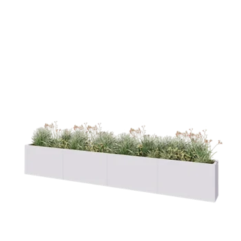 Steel planter XXL - Rectangle - 400 x 30 x 60 cm - RAL9005 matt (white) - With bottom plate