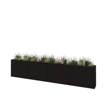 Steel planter XXL - Rectangle - 400 x 30 x 80 cm - RAL9005 matt (black) - Without bottom plate