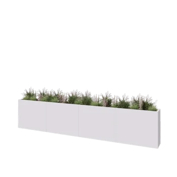 Steel planter XXL - Rectangle - 400 x 30 x 80 cm - RAL9005 matt (white) - With bottom plate