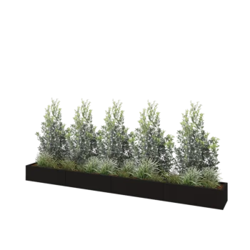 Steel planter XXL - Rectangle - 400 x 40 x 30 cm - RAL9005 matt (black) - With bottom plate