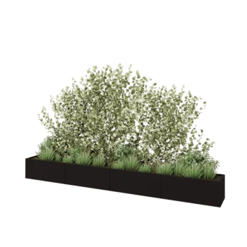 Steel planter XXL - Rectangle - 400 x 40 x 40 cm - RAL9005 matt (black) - Without bottom plate