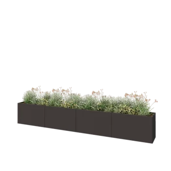 Steel planter XXL - Rectangle - 400 x 40 x 60 cm - Other RAL colour - With bottom plate