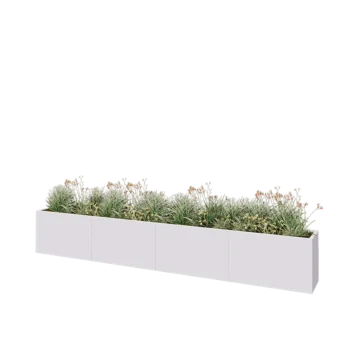 Steel planter XXL - Rectangle - 400 x 40 x 60 cm - RAL9005 matt (white) - Without bottom plate