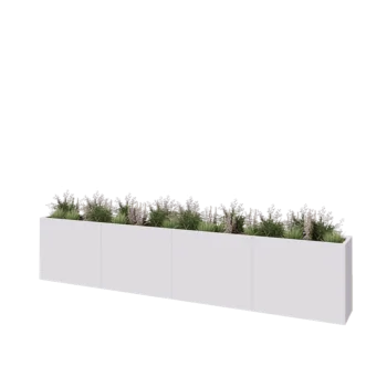 Steel planter XXL - Rectangle - 400 x 40 x 80 cm - RAL9005 matt (white) - With bottom plate