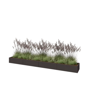 Steel planter XXL - Rectangle - 400 x 50 x 30 cm - RAL7016 matt (anthracite grey) - With bottom plate