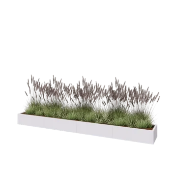 Steel planter XXL - Rectangle - 400 x 50 x 30 cm - RAL9005 matt (white) - Without bottom plate
