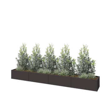 Steel planter XXL - Rectangle - 400 x 50 x 40 cm - RAL7016 matt (anthracite grey) - With bottom plate