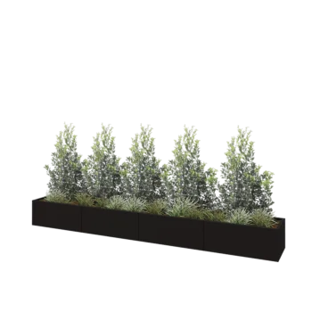 Steel planter XXL - Rectangle - 400 x 50 x 40 cm - RAL9005 matt (black) - Without bottom plate