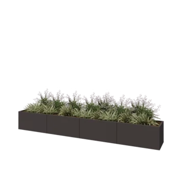 Steel planter XXL - Rectangle - 400 x 50 x 50 cm - RAL7016 matt (anthracite grey) - With bottom plate