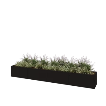 Steel planter XXL - Rectangle - 400 x 50 x 50 cm - RAL9005 matt (black) - Without bottom plate