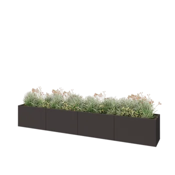 Steel planter XXL - Rectangle - 400 x 50 x 60 cm - Other RAL colour - With bottom plate