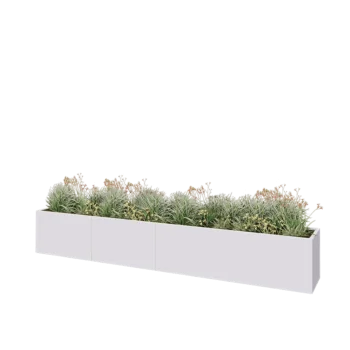 Steel planter XXL - Rectangle - 400 x 50 x 60 cm - RAL9005 matt (white) - With bottom plate