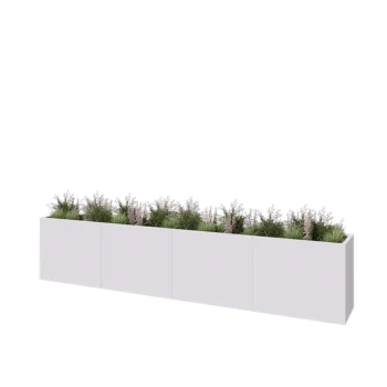 Steel planter XXL - Rectangle - 400 x 50 x 80 cm - RAL9005 matt (white) - Without bottom plate