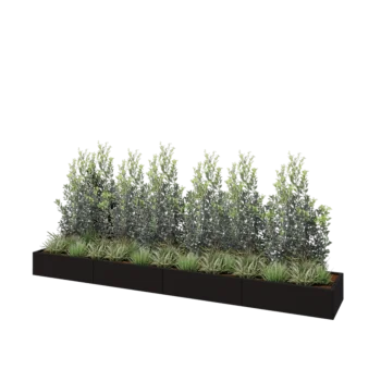 Steel planter XXL - Rectangle - 400 x 60 x 30 cm - RAL9005 matt (black) - With bottom plate