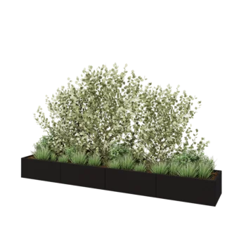 Steel planter XXL - Rectangle - 400 x 60 x 40 cm - RAL9005 matt (black) - With bottom plate