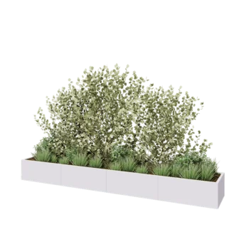 Steel planter XXL - Rectangle - 400 x 60 x 40 cm - RAL9005 matt (white) - With bottom plate