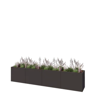 Steel planter XXL - Rectangle - 400 x 60 x 80 cm - RAL7016 matt (anthracite grey) - With bottom plate