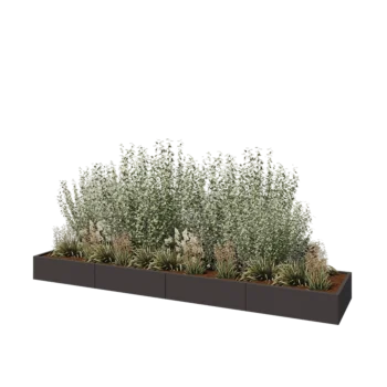 Steel planter XXL - Rectangle - 400 x 80 x 30 cm - RAL7016 matt (anthracite grey) - Without bottom plate