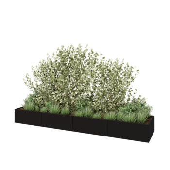 Steel planter XXL - Rectangle - 400 x 80 x 40 cm - RAL9005 matt (black) - Without bottom plate