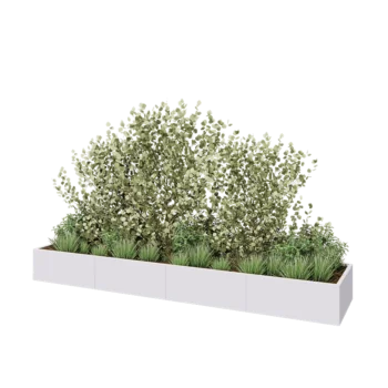 Steel planter XXL - Rectangle - 400 x 80 x 40 cm - RAL9005 matt (white) - With bottom plate