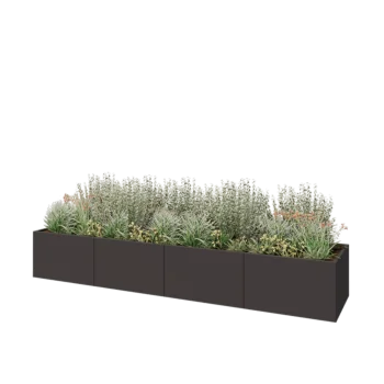 Steel planter XXL - Rectangle - 400 x 80 x 60 cm - RAL7016 matt (anthracite grey) - With bottom plate