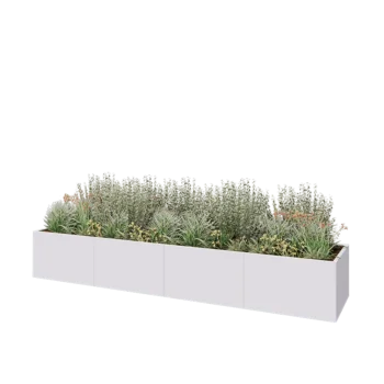 Steel planter XXL - Rectangle - 400 x 80 x 60 cm - RAL9005 matt (white) - With bottom plate