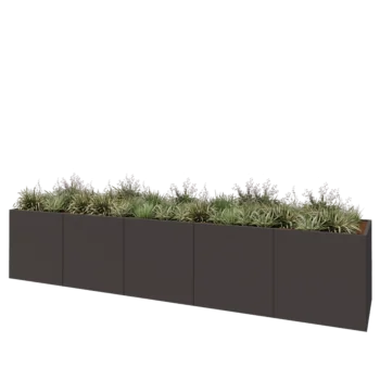 Steel planter XXL - Rectangle - 500 x 100 x 100 cm - RAL7016 matt (anthracite grey) - With bottom plate