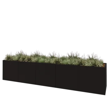 Steel planter XXL - Rectangle - 500 x 100 x 100 cm - RAL9005 matt (black) - Without bottom plate