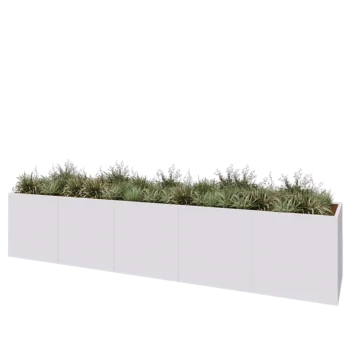 Steel planter XXL - Rectangle - 500 x 100 x 100 cm - RAL9005 matt (white) - With bottom plate