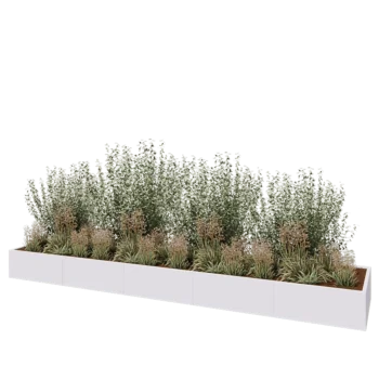 Steel planter XXL - Rectangle - 500 x 100 x 40 cm - RAL9005 matt (white) - With bottom plate
