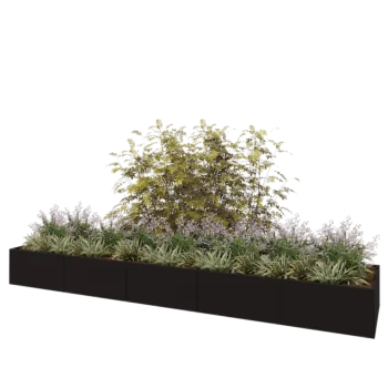 Steel planter XXL - Rectangle - 500 x 100 x 50 cm - RAL9005 matt (black) - With bottom plate