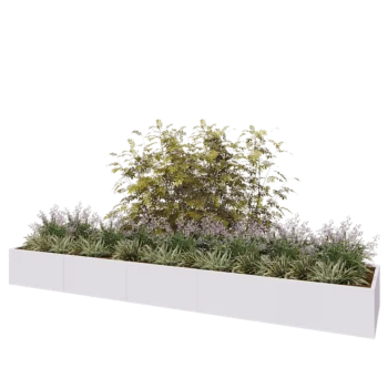 Steel planter XXL - Rectangle - 500 x 100 x 50 cm - RAL9005 matt (white) - With bottom plate