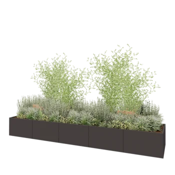 Steel planter XXL - Rectangle - 500 x 100 x 60 cm - Other RAL colour - With bottom plate