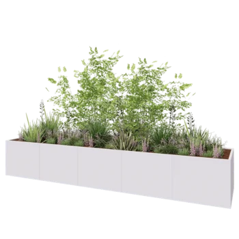 Steel planter XXL - Rectangle - 500 x 100 x 80 cm - RAL9005 matt (white) - With bottom plate