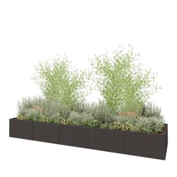 Steel planter XXL - Rectangle - 500 x 120 x 60 cm - Other RAL colour - With bottom plate