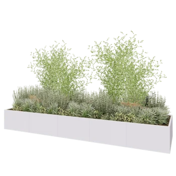 Steel planter XXL - Rectangle - 500 x 120 x 80 cm - RAL9005 matt (white) - Without bottom plate