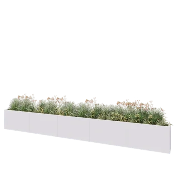 Steel planter XXL - Rectangle - 500 x 30 x 60 cm - RAL9005 matt (white) - With bottom plate