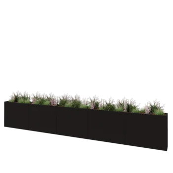 Steel planter XXL - Rectangle - 500 x 30 x 80 cm - RAL9005 matt (black) - With bottom plate