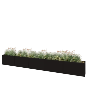 Steel planter XXL - Rectangle - 500 x 40 x 60 cm - RAL9005 matt (black) - With bottom plate