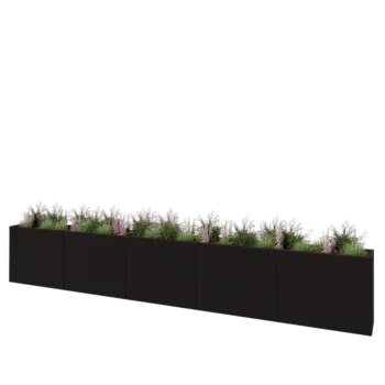Steel planter XXL - Rectangle - 500 x 40 x 80 cm - RAL9005 matt (black) - Without bottom plate