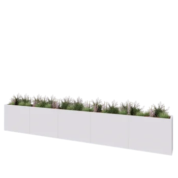Steel planter XXL - Rectangle - 500 x 40 x 80 cm - RAL9005 matt (white) - With bottom plate