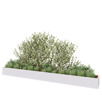 Steel planter XXL - Rectangle - 500 x 50 x 40 cm - RAL9005 matt (white) - With bottom plate