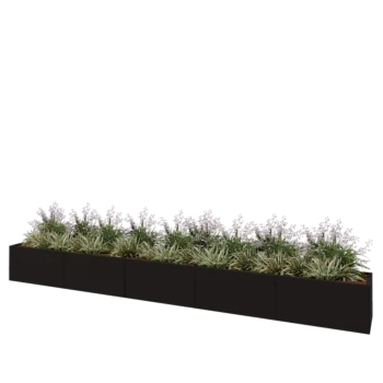 Steel planter XXL - Rectangle - 500 x 50 x 50 cm - RAL9005 matt (black) - With bottom plate